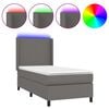 vidaXL Боксспринг легло с матрак и LED сиво 90x200 см изкуствена кожа
