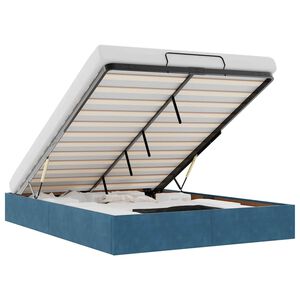 vidaXL Османска рамка за легло без матрак, тъмносиня, 140x200см кадифе