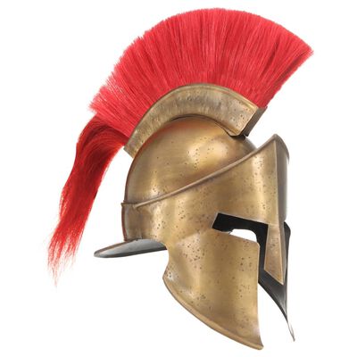 vidaXL Гръцки военен шлем антична реплика ЛАРП месингов цвят стомана