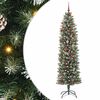 vidaXL Изкуствено Тънко Коледно Дърво Зелен и бял 210 cm