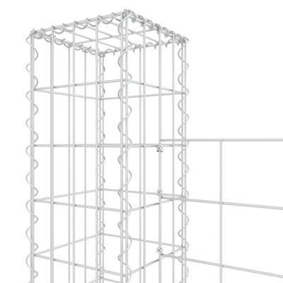 vidaXL U-образна габионна кошница с 3 стълба, желязо, 260x20x150 см