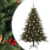 vidaXL Изкуствена коледна елха с топки 150 см 150 LED светодиода
