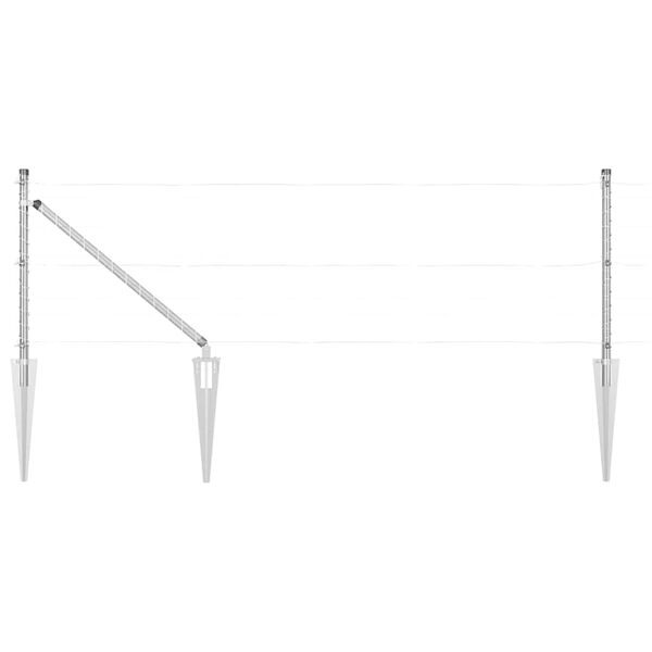 vidaXL Стълб за ограда. Друг 52 pcs Сив 3,2 x 3,2 x 120 см Стомана