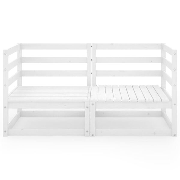 vidaXL Градински 2-местен диван, бял, бор масив