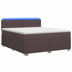 vidaXL Легло с пружина и матрак с LED Тъмен кафяв 180 x 200 cm Текстил