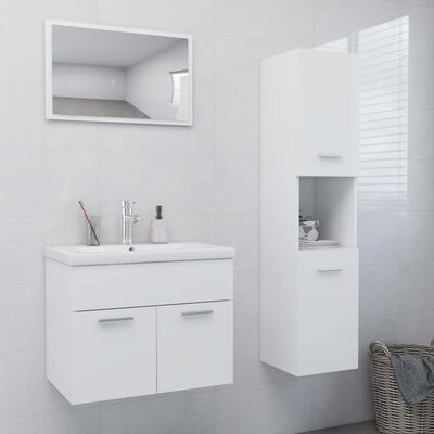 vidaXL Комплект мебели за баня, бял, ПДЧ