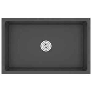 vidaXL Ръчно изработена кухненска мивка, черна, неръждаема стомана