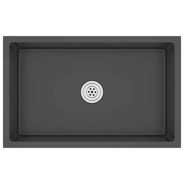 vidaXL Ръчно изработена кухненска мивка, черна, неръждаема стомана