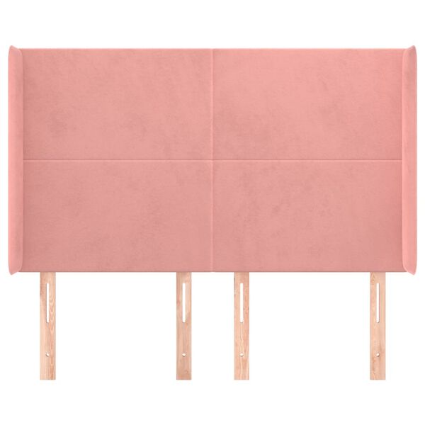 vidaXL Горна табла за легло с уши, розова, 147x16x118/128 см, кадифе