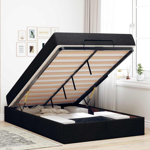 vidaXL Рамка за легло с матрак с матрак 2 pcs Черно текстил