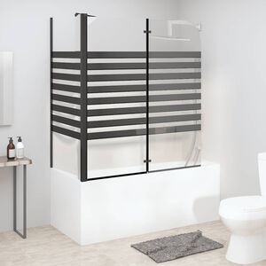 vidaXL Параван за вана на ивици, 120x68x130 см, закалено стъкло