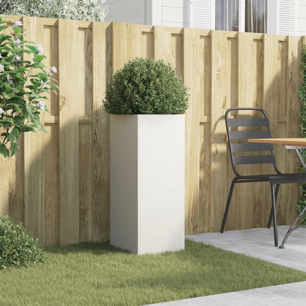 vidaXL Кашпа, бяла, 32x29x75 см, стомана