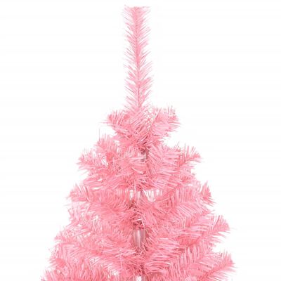 vidaXL Изкуствена коледна елха със стойка, розова, 150 см, PVC