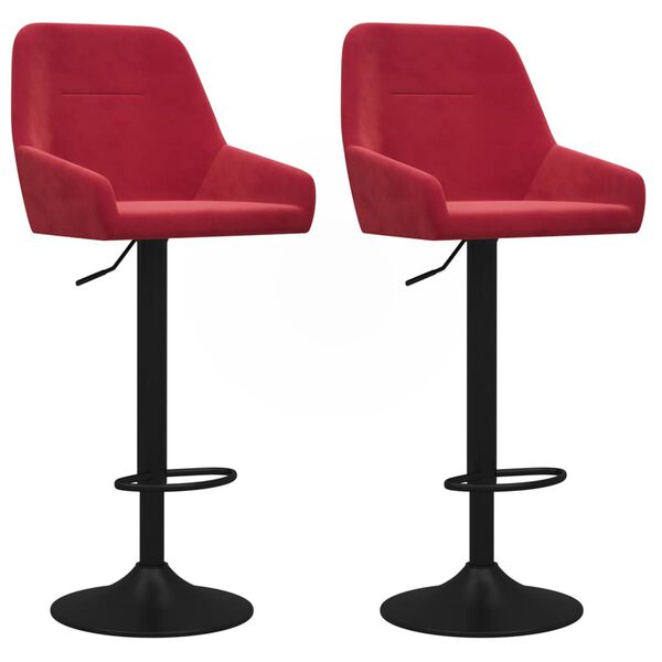 vidaXL Бар табуретки, 2 бр, виненочервени, кадифе