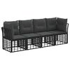 vidaXL Комплект дивани за открито с възглавница 4 pcs Черно Полиестер