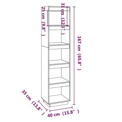 vidaXL Библиотека/разделител за стая, меденокафява, 40x35x167 см, бор