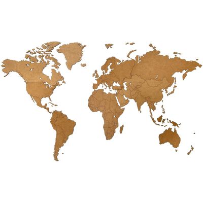 MiMi Innovations Карта на света стенна дърво Luxury кафява 130x78 см