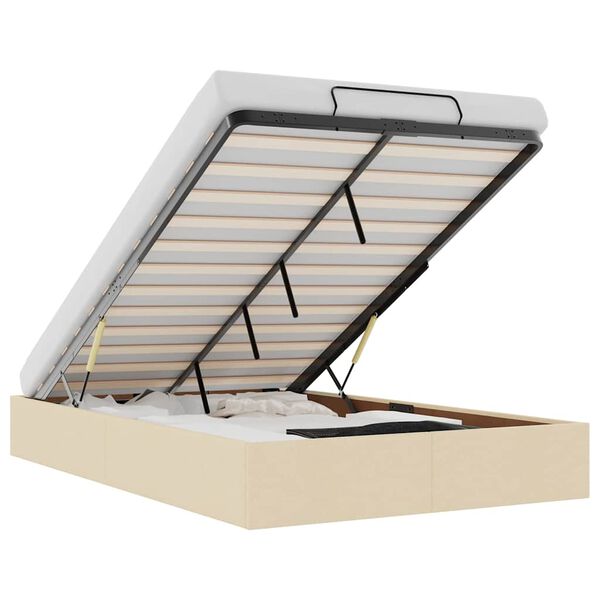 vidaXL Османска рамка за легло без матрак, кремави, 120x190 см, плат