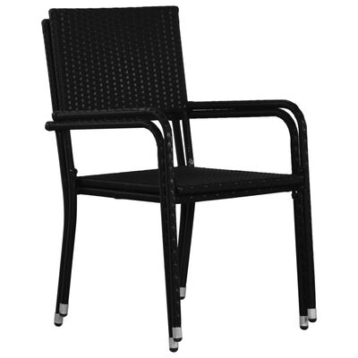 vidaXL Външни трапезни столове, 4 бр, полиратан, черни