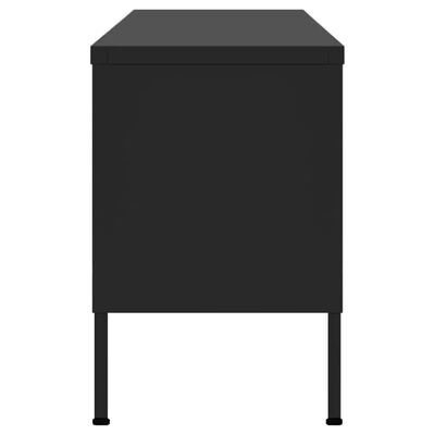 vidaXL ТВ шкаф, черен, 105x35x50 см, стомана