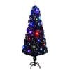vidaXL Готова осветена коледна елха със стойка и LED 240 см оптично влакно