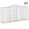 vidaXL Габионни кошници арка 3 бр 300x50x140/160 см поцинковано желязо