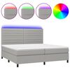 vidaXL Боксспринг легло с матрак и LED, светлосиво, 200x200 см, плат
