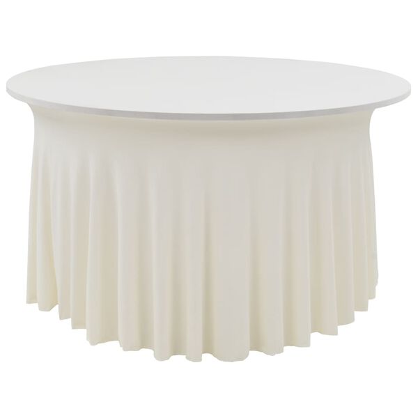 vidaXL 2 бр стреч покривки за маса с драперия, 180x74 см, кремави