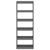 vidaXL Библиотека/разделител за стая, сива, 60x30x167,5 см, бор масив