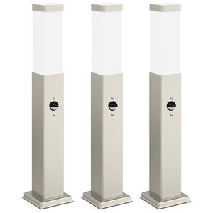 vidaXL Осветителни стълбове с датчик, 3 бр., 50 см, неръждаема стомана, IP44