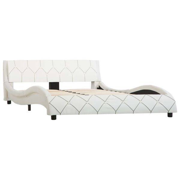 vidaXL Рамка за легло, бяла, изкуствена кожа, 140x200 cм