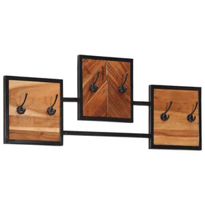 vidaXL Стенна закачалка за дрехи 90x1x35 см масивна акация и желязо