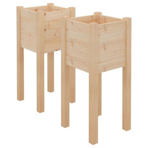 vidaXL Градински сандъци, 2 бр, 31x31x70 см, борово дърво масив