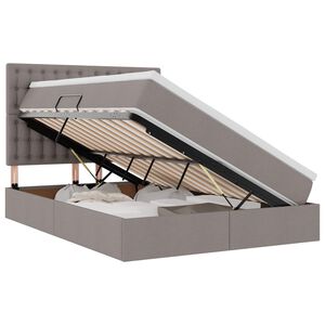 vidaXL Легло с място за съхранение и LED Таупе 140 x 190 cm Полиестер