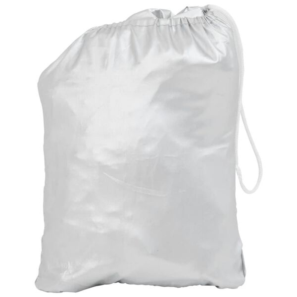 vidaXL Половин покривало за кола, с кукички, сребристо, L