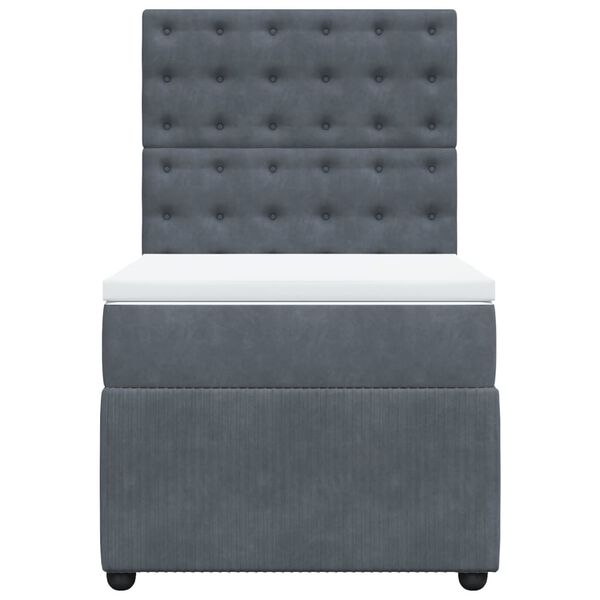 vidaXL Боксспринг легло с матрак, тъмносиво, 90x200 см, кадифе