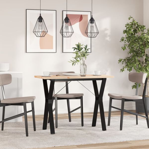 vidaXL Трапезна маса Y-образна рамка 100x50x75,5 см бор масив и стомана