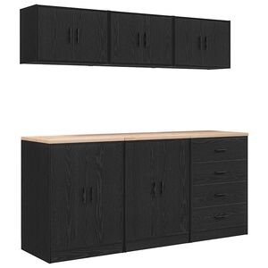 vidaXL гаражни шкафове, 6 бр, черен, инженерно дърво