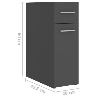 vidaXL Шкаф органайзeр, сив, 20x45,5x60 см, ПДЧ