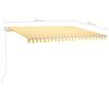 vidaXL Автоматично прибиращ се сенник с прътове, 4x3 м, жълто и бяло