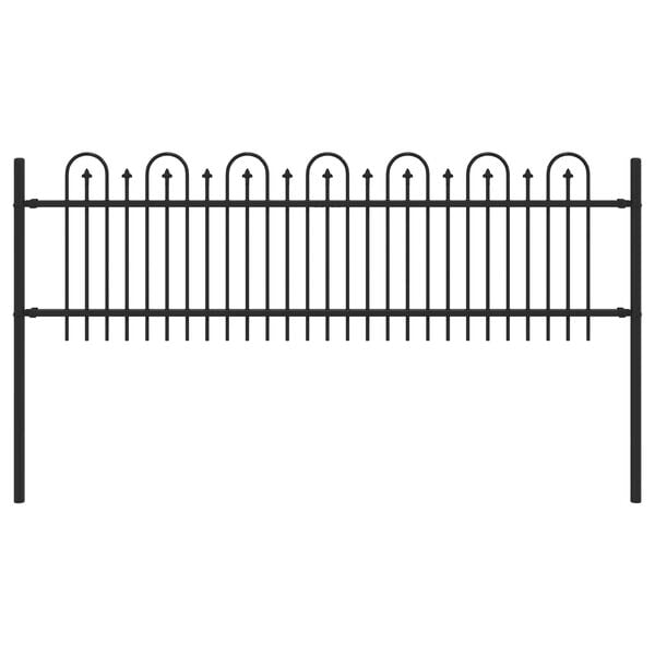 vidaXL Аркова ограда с колче Черно 200 x 130 см