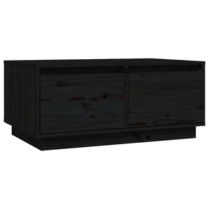 vidaXL Кафе маса, черна, 80x50x35 см, борово дърво масив