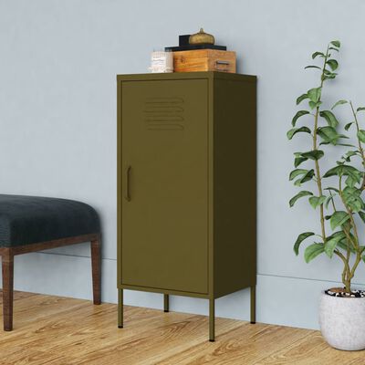 vidaXL Шкаф за съхранение, маслиненозелен, 42,5x35x101,5 см, стомана