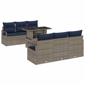 vidaXL Градински Софа Комплект със съхранение 7 pcs Сив полиратан