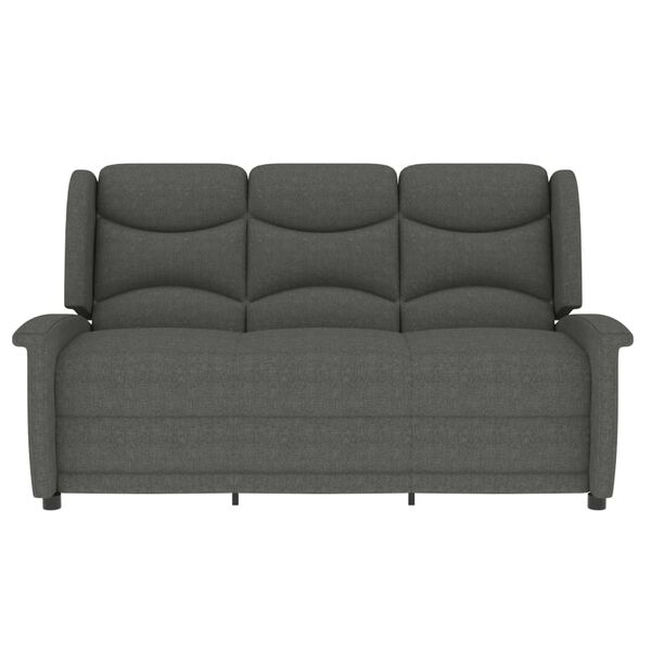 vidaXL 3-местен масажен реклайнер, светлосив, текстил