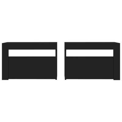 vidaXL Нощни шкафчета, 2 бр, с LED, черни, 60x35x40 см