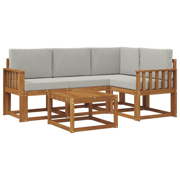 vidaXL Комплект дивани за открито 5 pcs Естествено и светло сиво