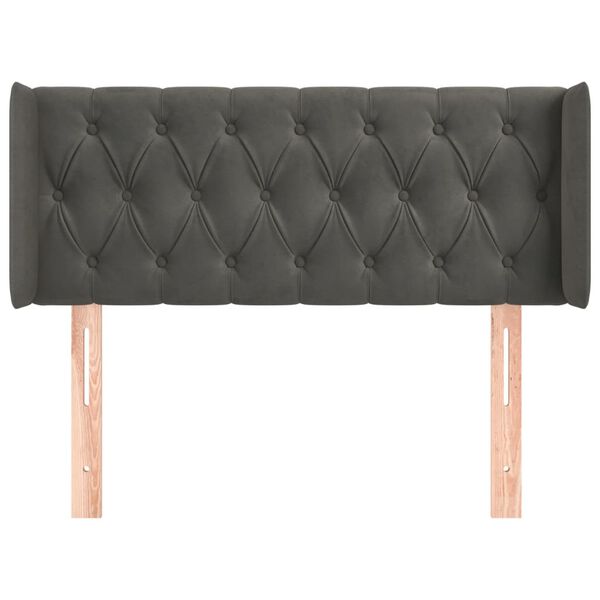 vidaXL Горна табла за легло, тъмносива, 103x16x78/88 см, кадифе