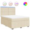 vidaXL Боксспринг легло с матрак, кремаво, 140x190 см, плат