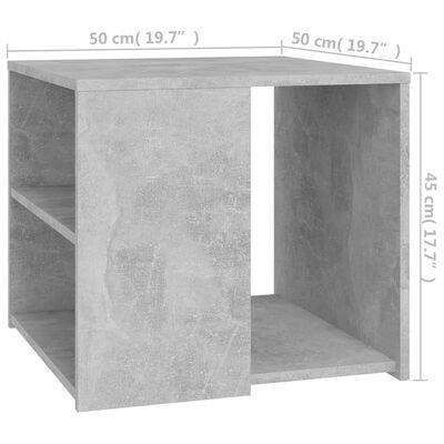 vidaXL Странична маса, бетонно сива, 50x50x45 см, ПДЧ